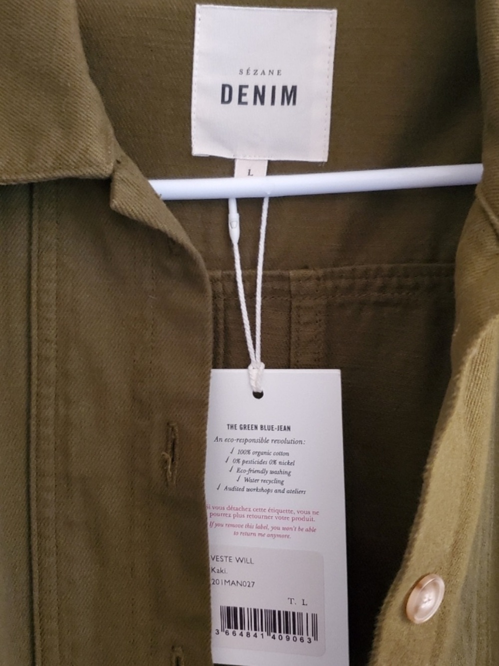 Sezane Will Chore Jacket in Khaki (green color) - Picture 4 of 4